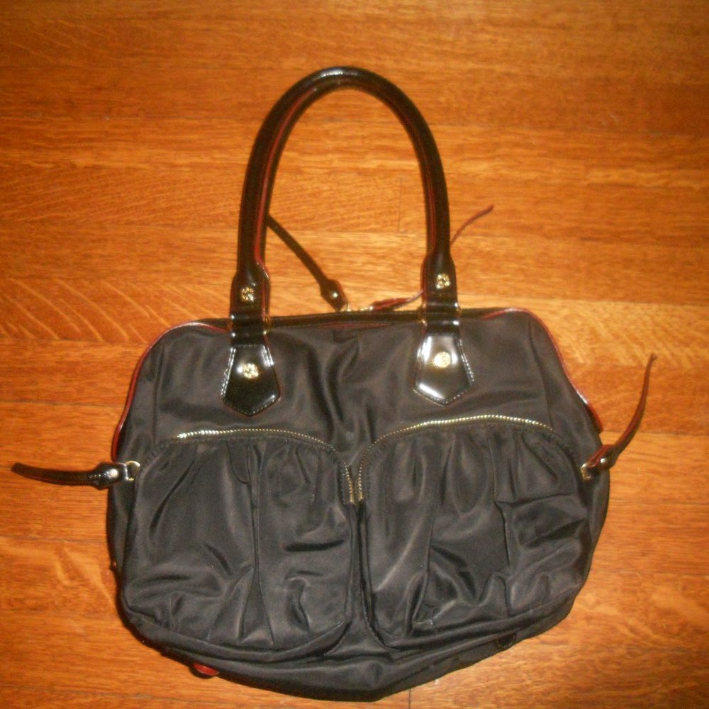 MZ WALLACE Pink Satin Lined Black Baby Jane